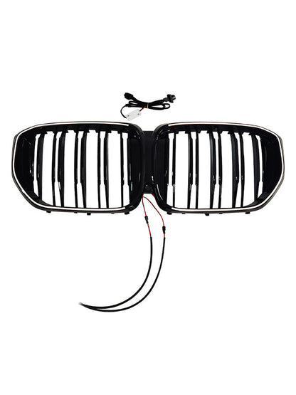 Griglia paraurti anteriore nera a doppia linea con LED per BMW G05 LCI X5 2024+