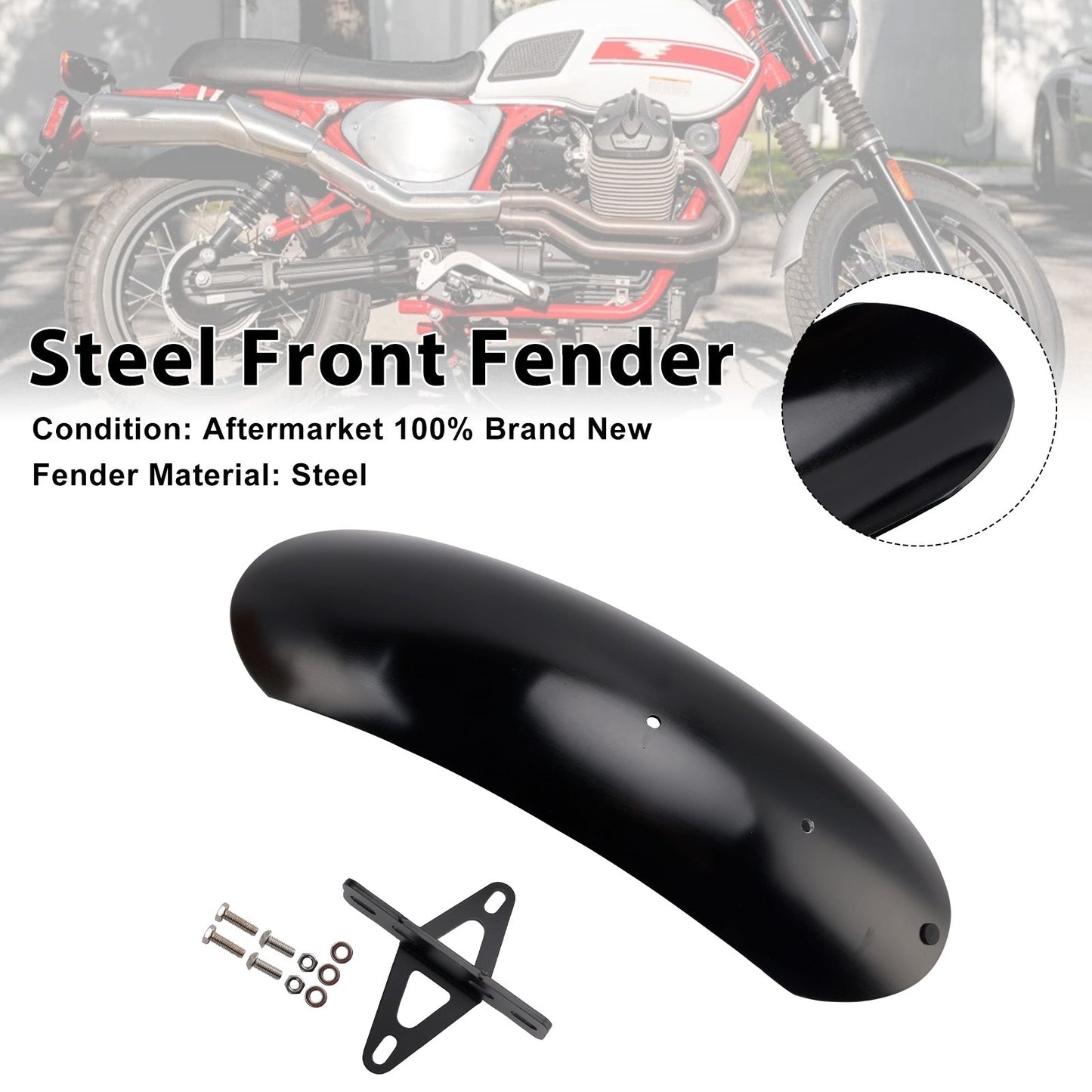 Parafango anteriore in acciaio adatto per MOTO GUZZI V7 II Stone Classic Special 10-16