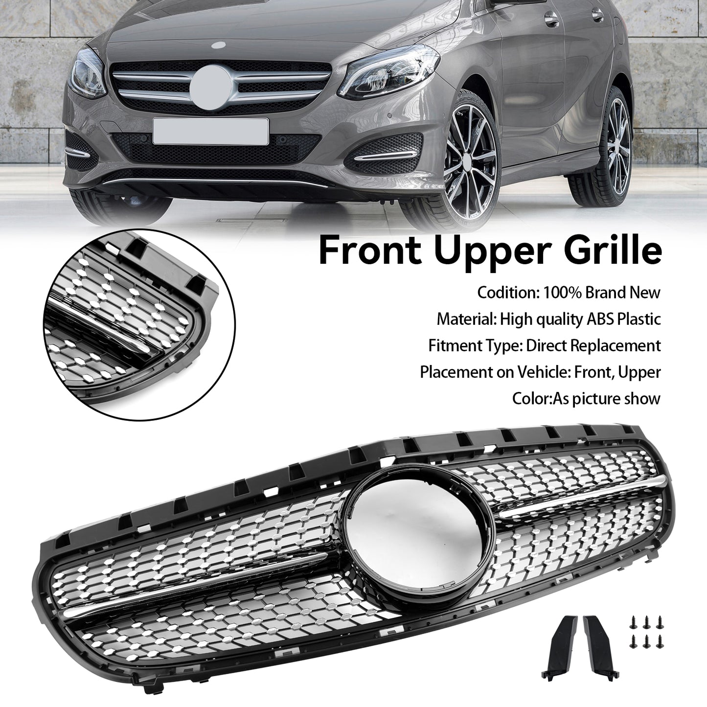 Per Mercedes Benz Classe B W246 Facelift 2015-2018 Griglia per paraurti anteriore