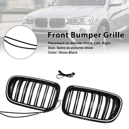 Griglia anteriore a doppio rene nera per paraurti, compatibile con BMW X3 F25 2011-2014.