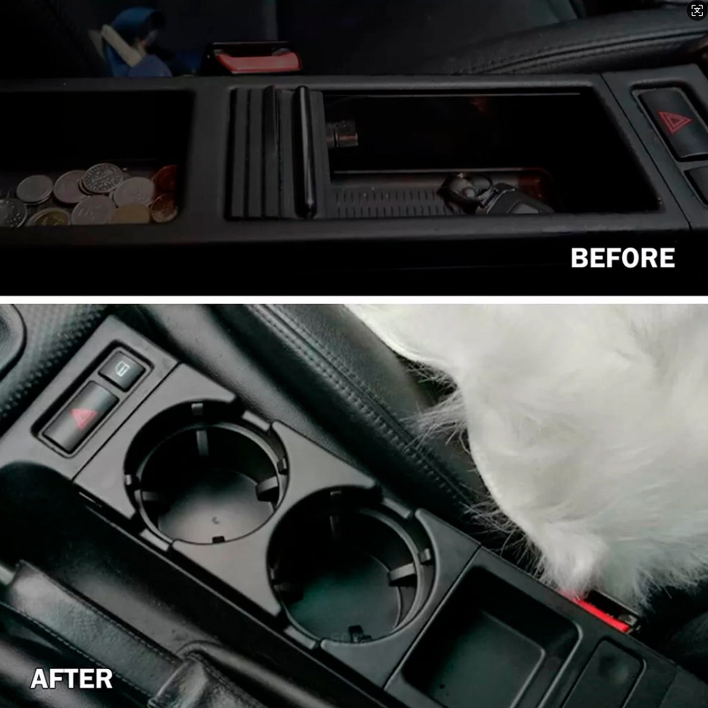 Portabicchieri e portamonete per console centrale anteriore nera 51168217953 per BMW E46