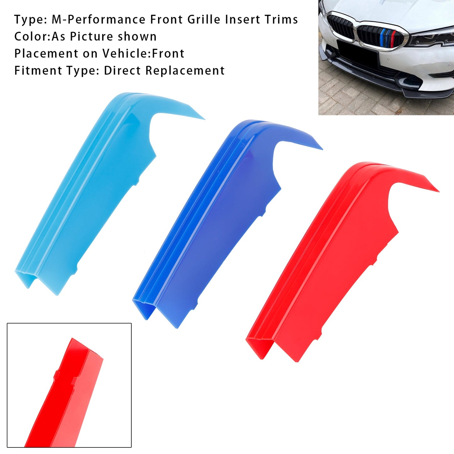 Clip per inserti griglia anteriore a doppio rene in ABS tricolore BMW G20 Serie 3 2025
