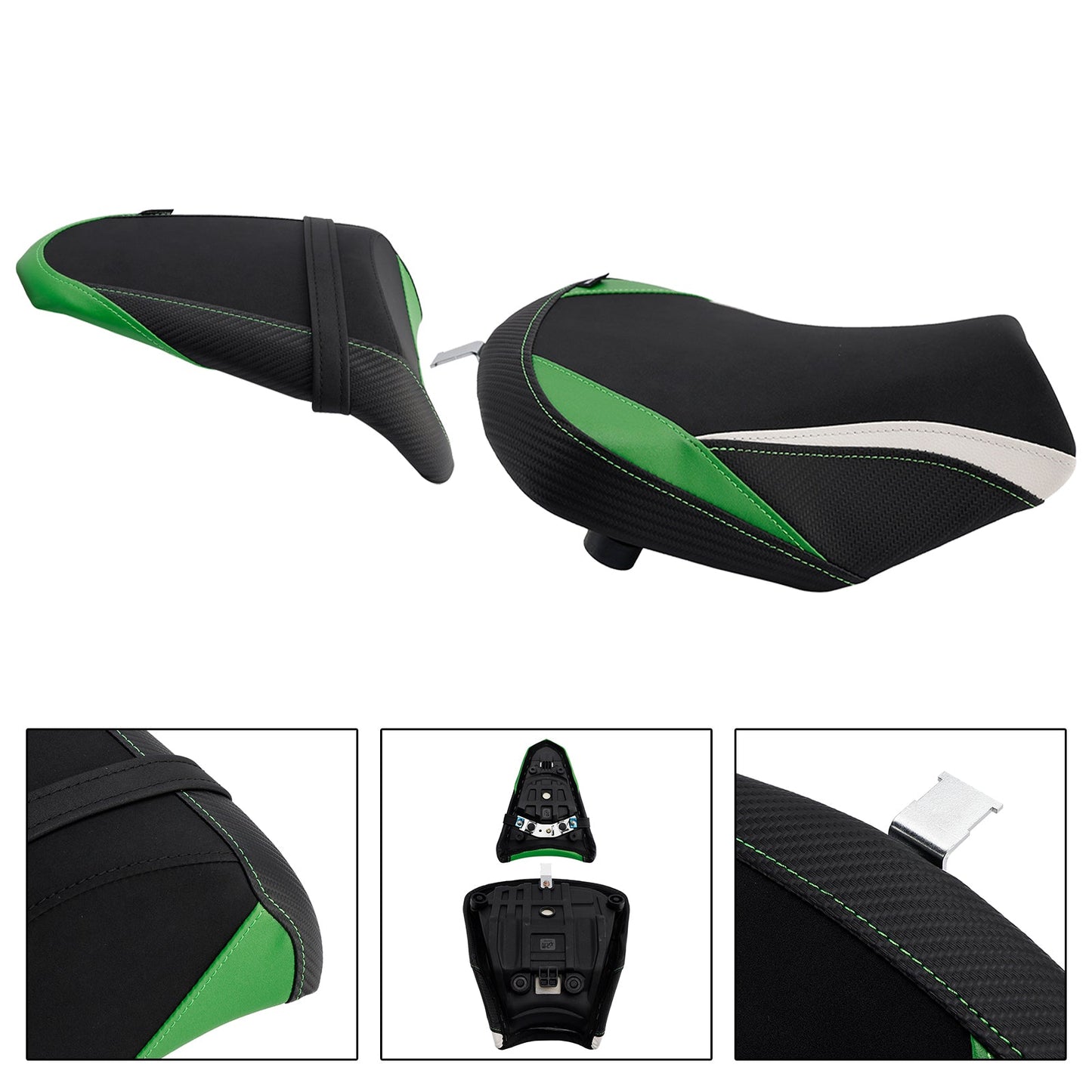Cuscino posteriore bianco per sella conducente e passeggero per Kawasaki Ninja 650 Z650 2017-2025