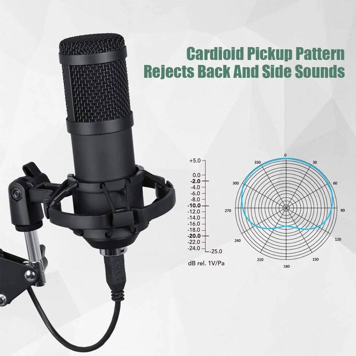 Microfono a condensatore USB BM800 per PC, kit microfono da studio, canto e streaming.