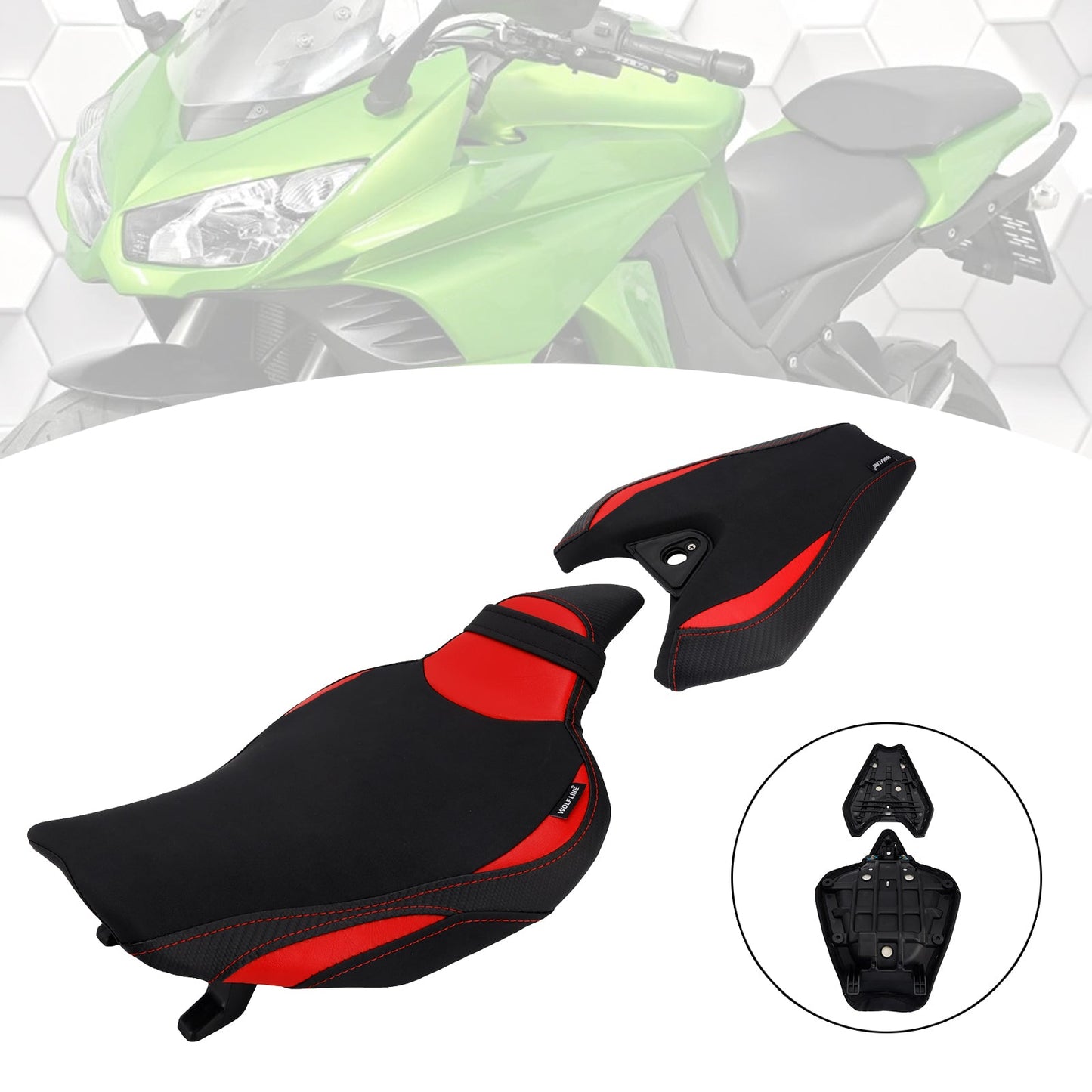 Kit cuscini passeggero anteriore e posteriore Raider per Kawasaki Z1000 2014-2025 2024, colore rosso