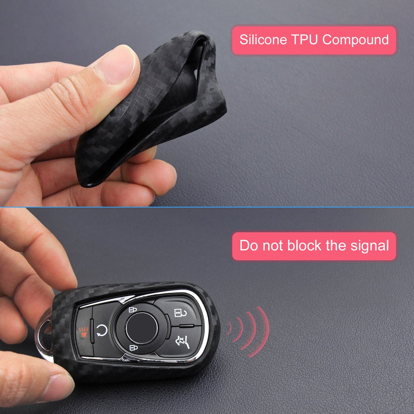 Custodia in pelle e silicone per chiave auto con fibbia per Buick