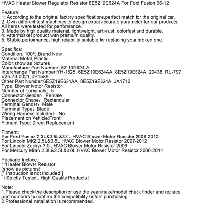 Resistenza regolatore ventola riscaldamento HVAC 8E5Z19E624A per Ford Fusion 06-12