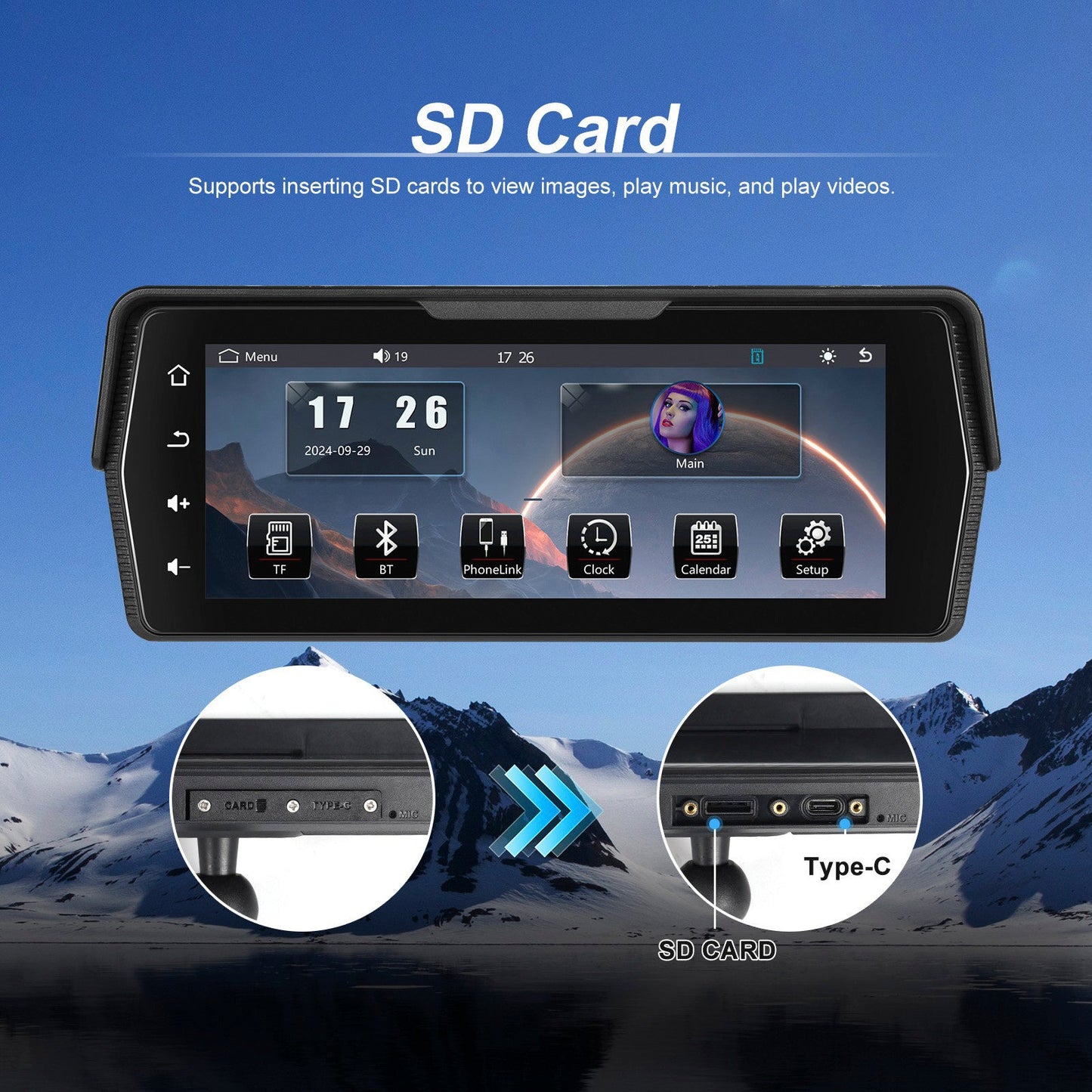 Mirroring dello schermo Android Auto Wireless CarPlay PND da 6,86 pollici per motociclette
