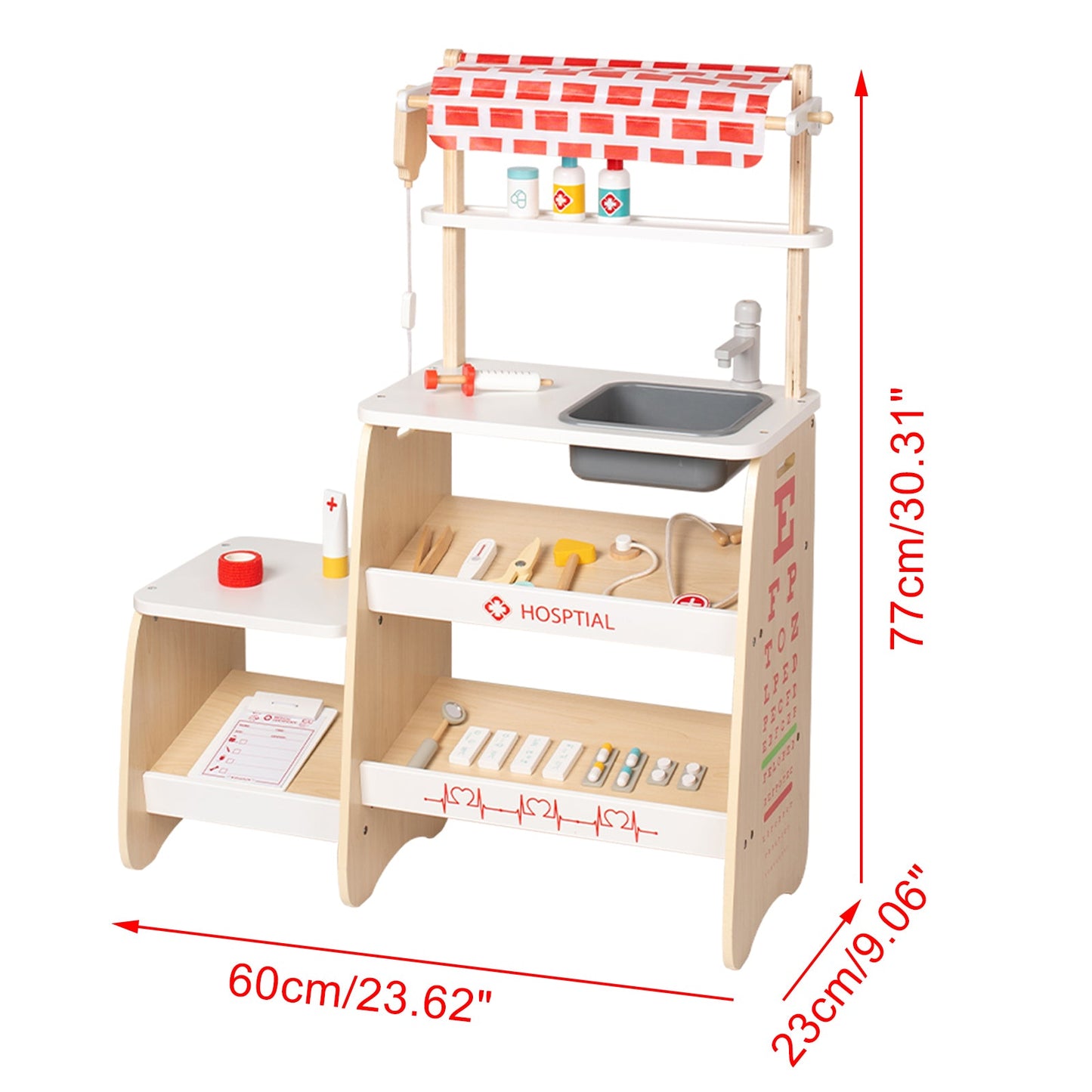 Simulazione di clinica medica per bambini con 22 accessori, set di giocattoli per bambini dai 3 anni in su