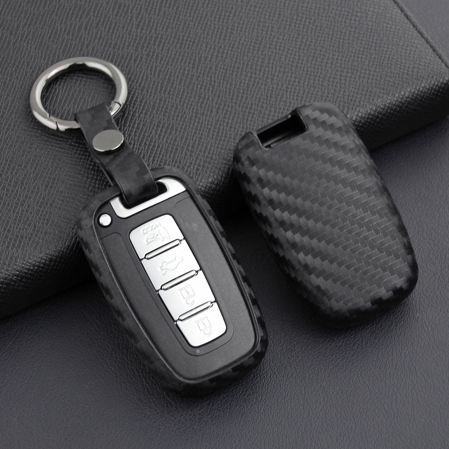 Custodia in pelle e silicone per chiave auto con fibbia per Hyundai e Smart (vecchie e vecchie)