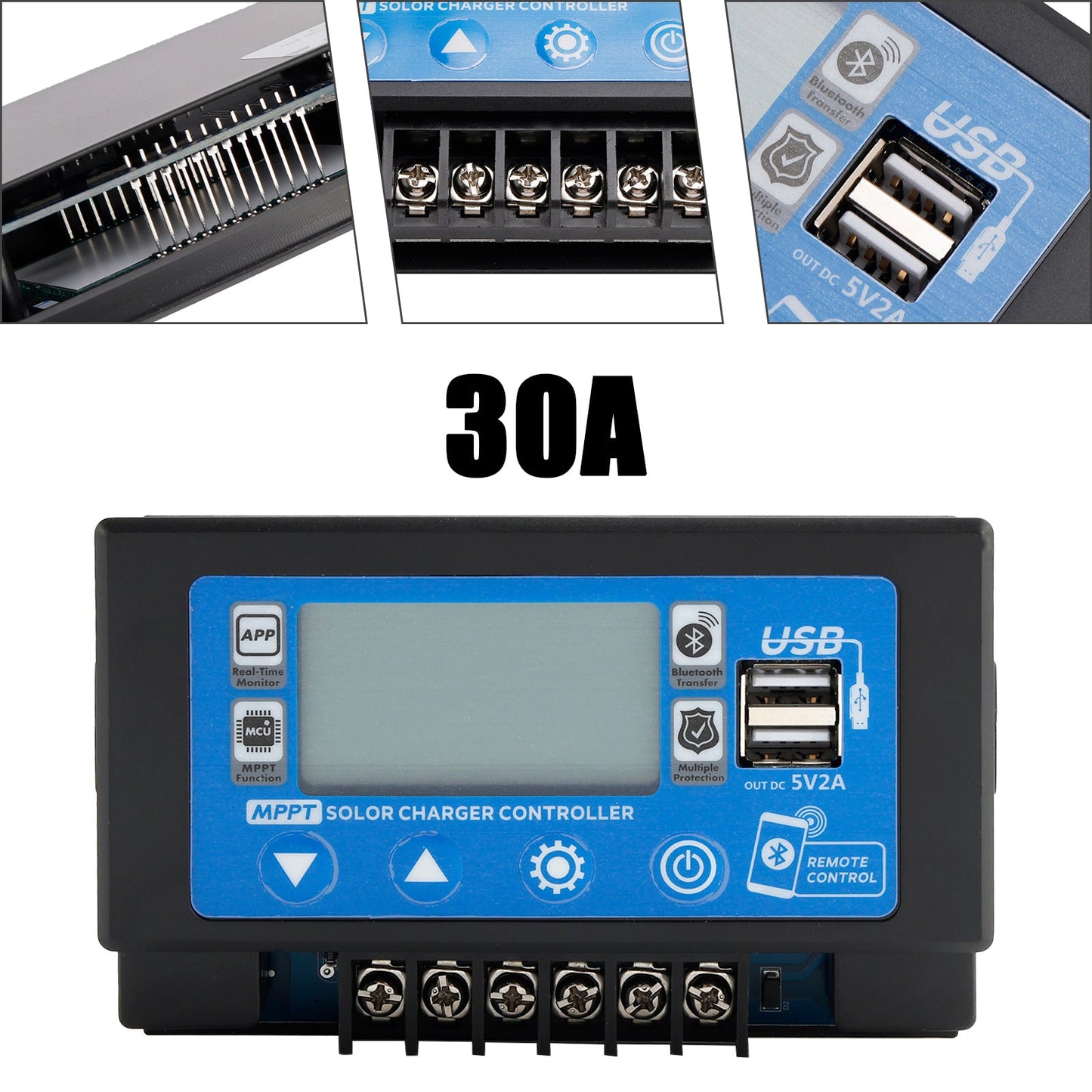 Regolatore solare MPPT dedicato con accumulo di energia Snap-On integrato da 30/60 A, Bluetooth