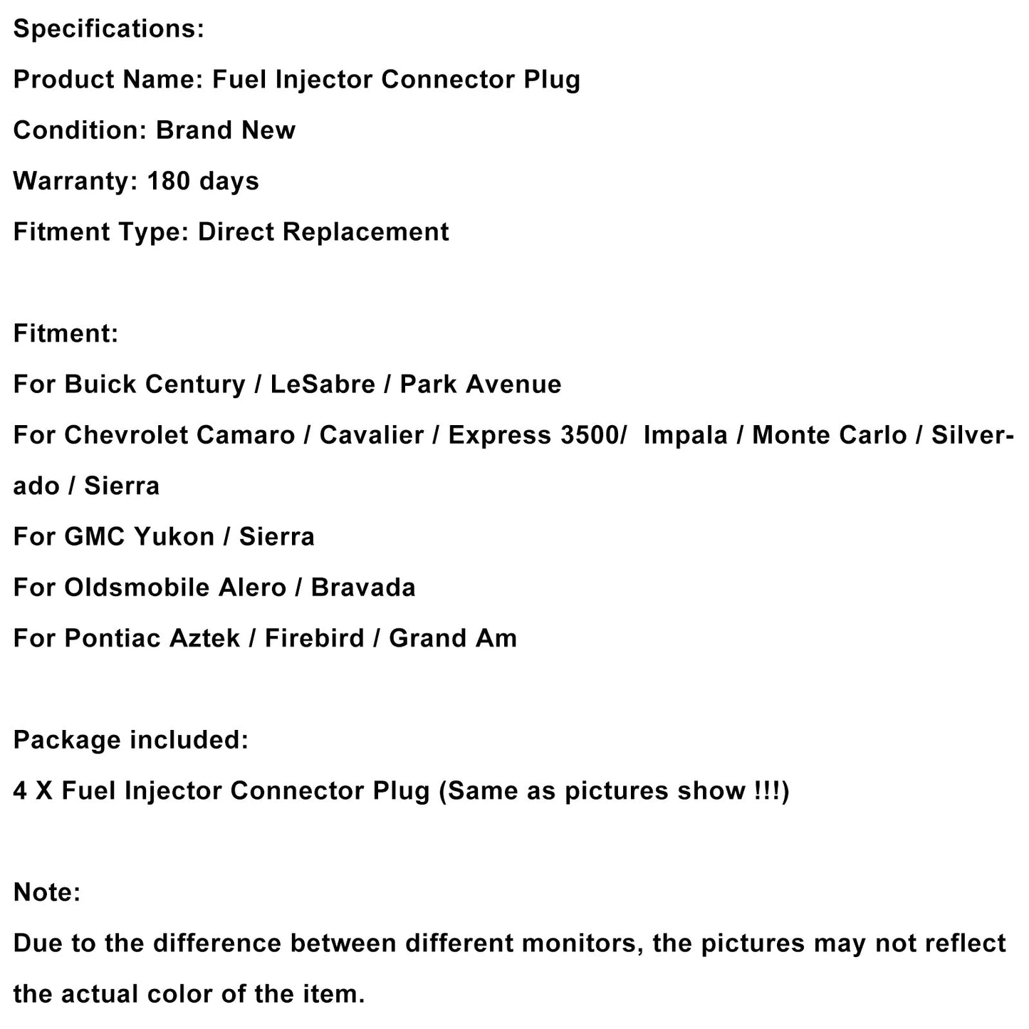 4 pezzi Connettore per iniettore di carburante, clip a treccia, sgancio rapido, adatto per Buick