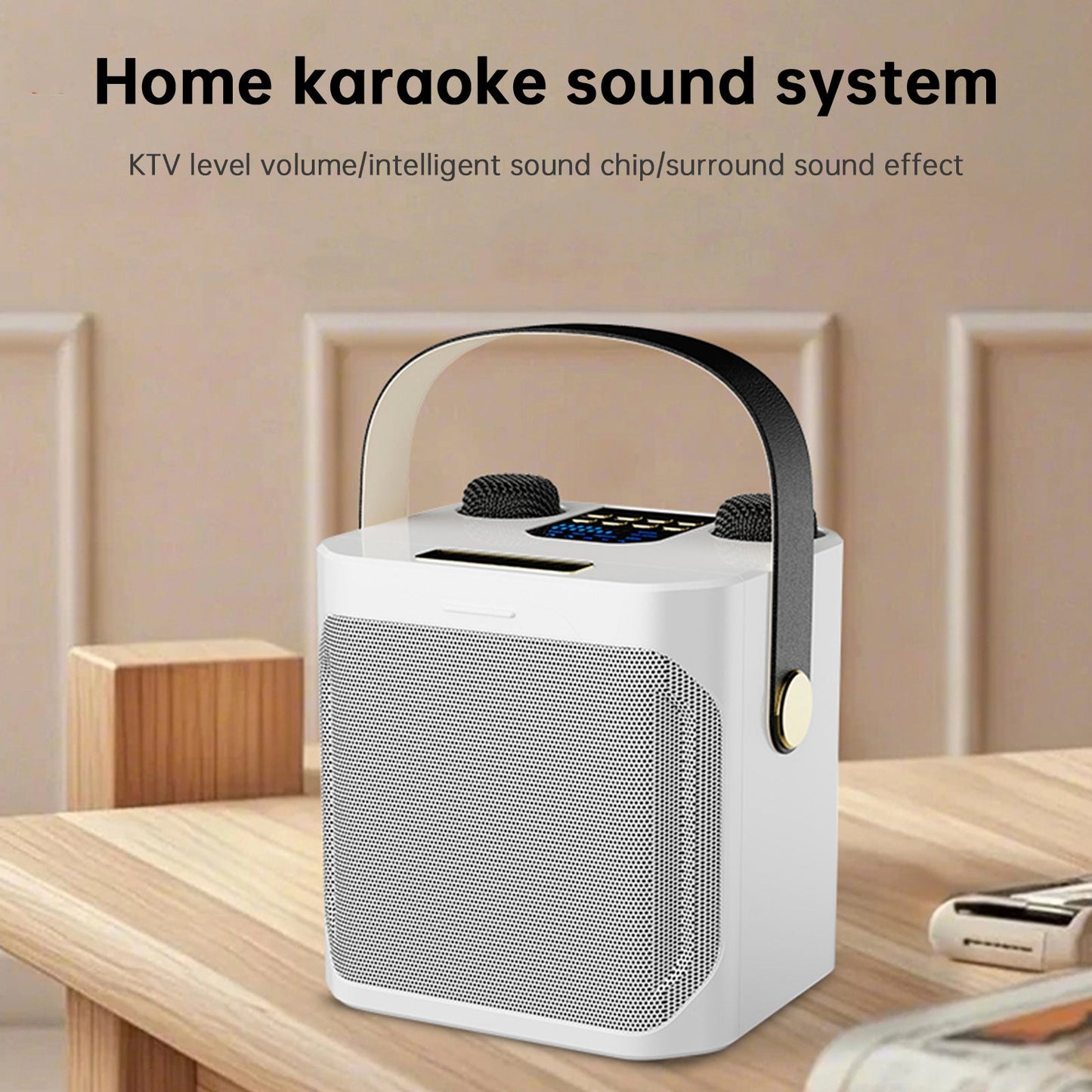 Altoparlante Bluetooth wireless con doppio microfono, altoparlante portatile per karaoke domestico
