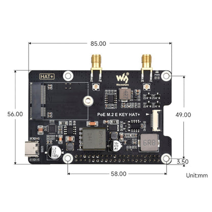 Scheda adattatore di alimentazione Ethernet PoE per Raspberry Pi 5 PCIe a M.2 E Key