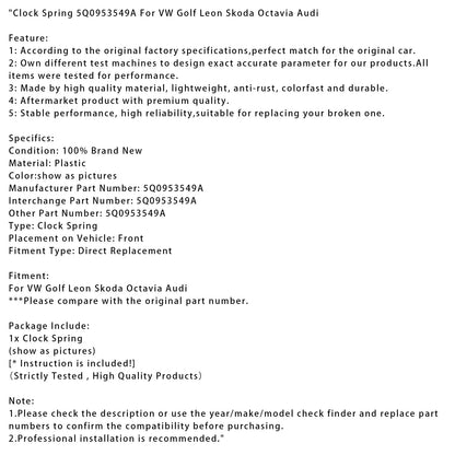 Molla dell'orologio VW Golf Leon Skoda Octavia Audi 5Q0953549A