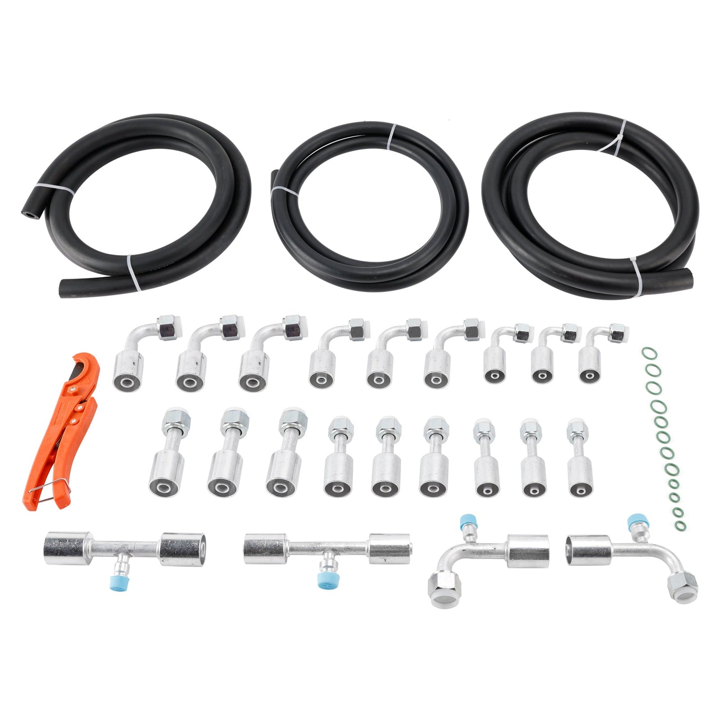 Kit di tubi flessibili e raccordi per aria condizionata da 26 pezzi da 9,5 piedi, include tubo flessibile AC da 9,5 piedi n. 6, n. 8, n. 10