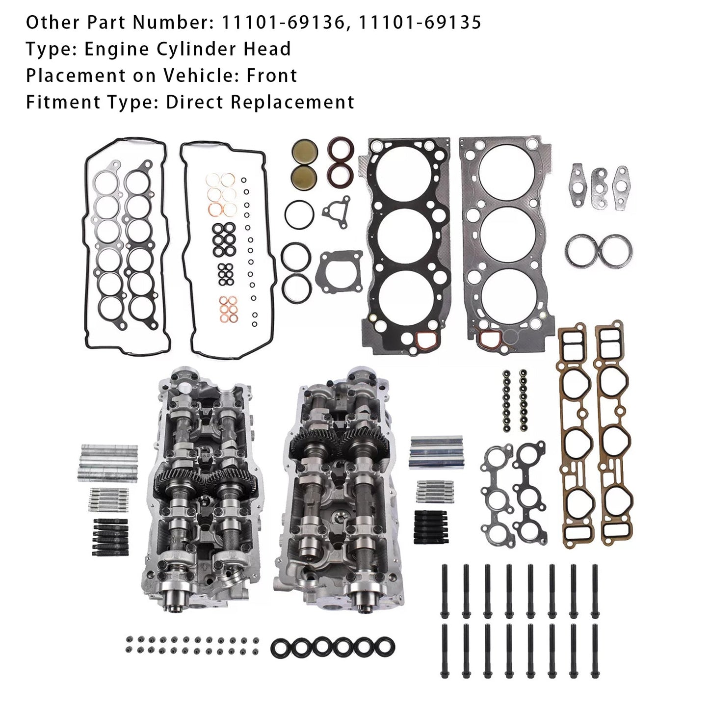 1996-2002 TOYOTA 4RUNNER 3.4L 2 pezzi testata cilindro e guarnizioni e bulloni 11101-69136 1305362050
