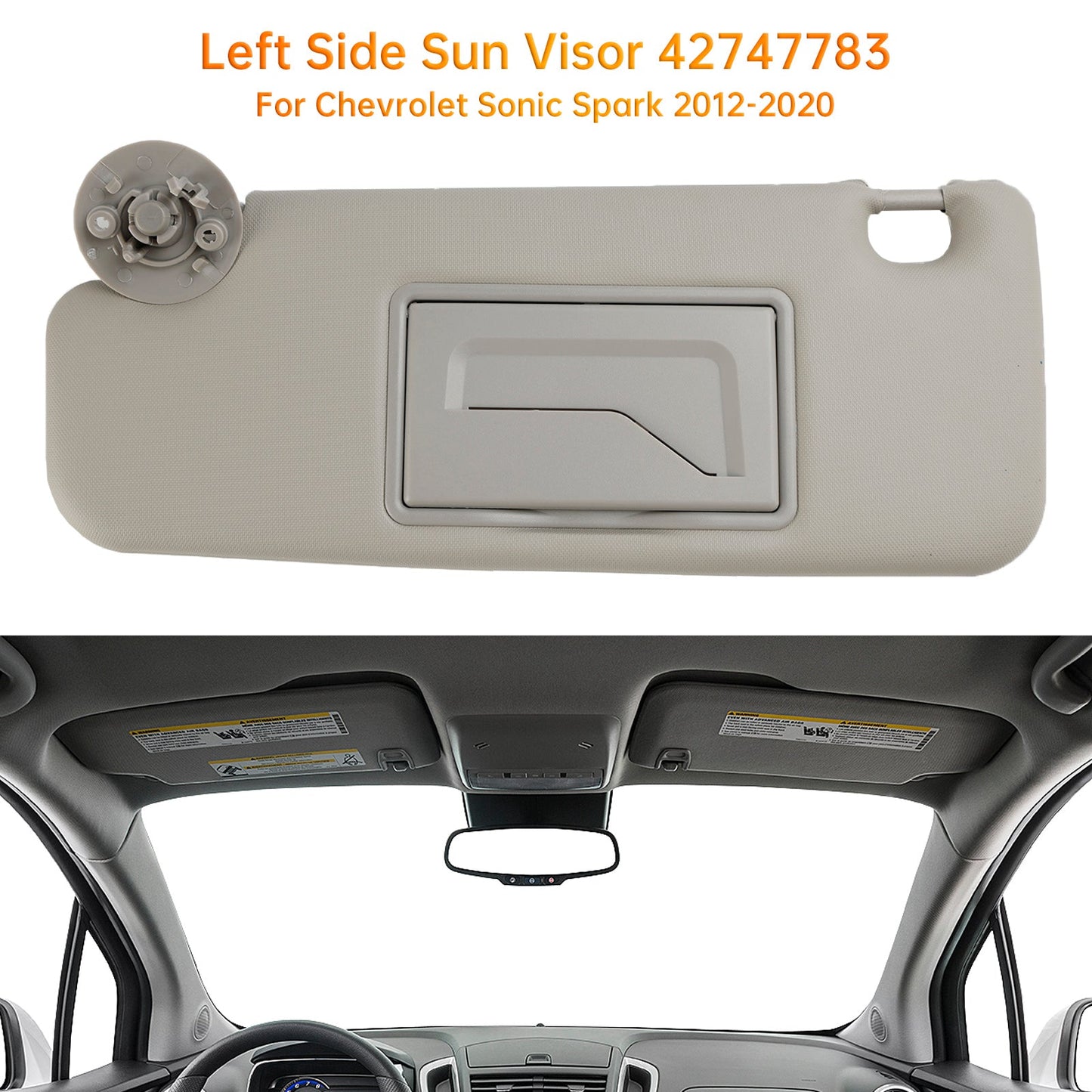 Visiera parasole sinistra lato conducente per Chevy Sonic Spark 2012-2020 42747783 Grigio