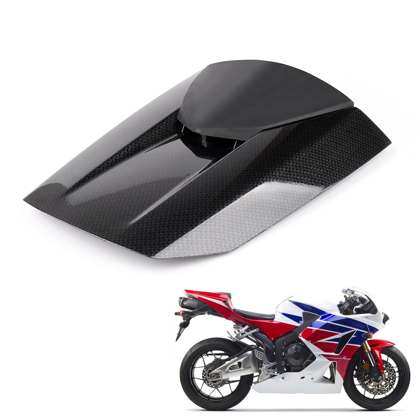 Copertura in carbonio per la parte posteriore della sella del passeggero della Honda CBR600RR (2013-2024).