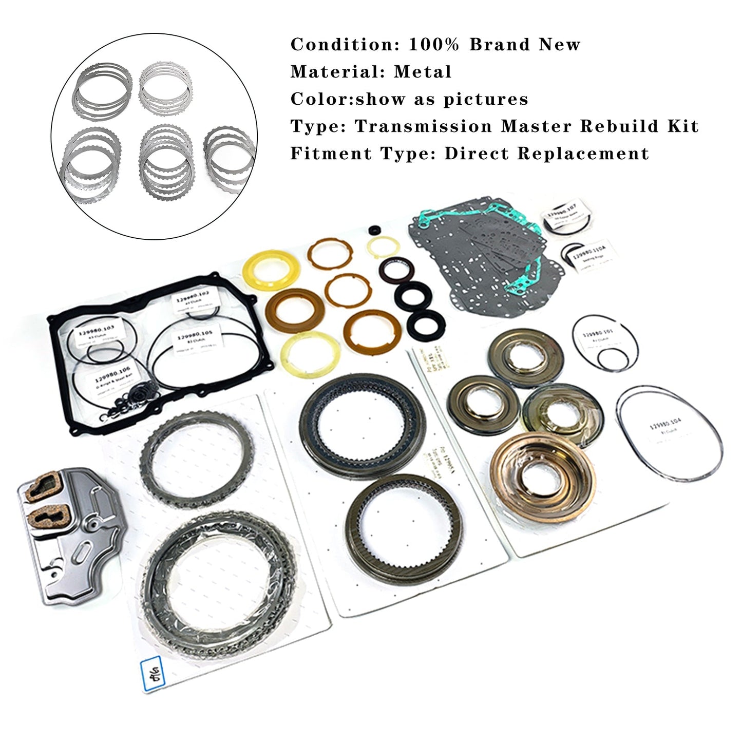 Kit di revisione principale per trasmissioni 09G 2004-2008 BEETLE (1.8L, 1.9L DIESEL, 2.0L) TF60SN, guarnizione e frizione