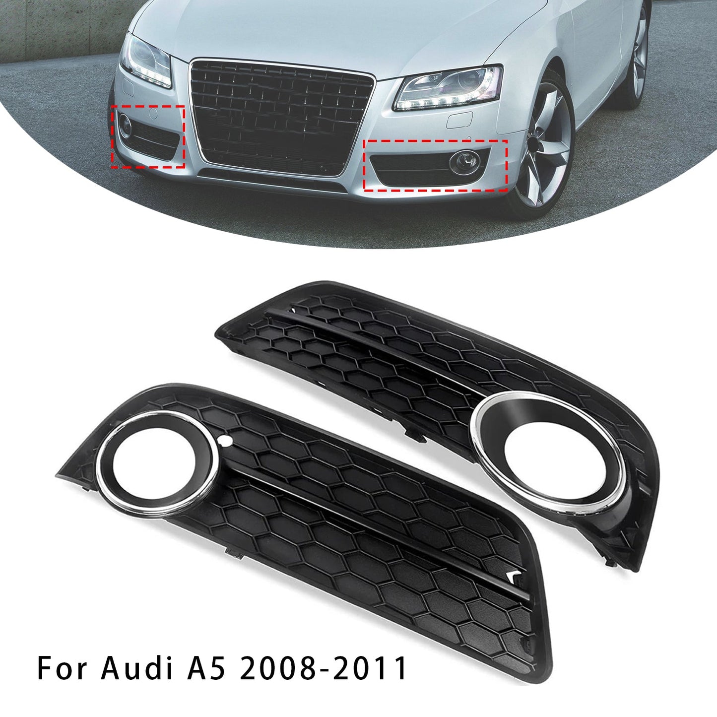Audi A5 2008-2011, coppia di griglie per fendinebbia, 8T0 807 682 8T0 807 681