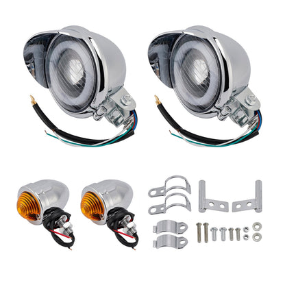 Faro fendinebbia cromato personalizzato per moto #D17 per Bobber Chopper da corsa