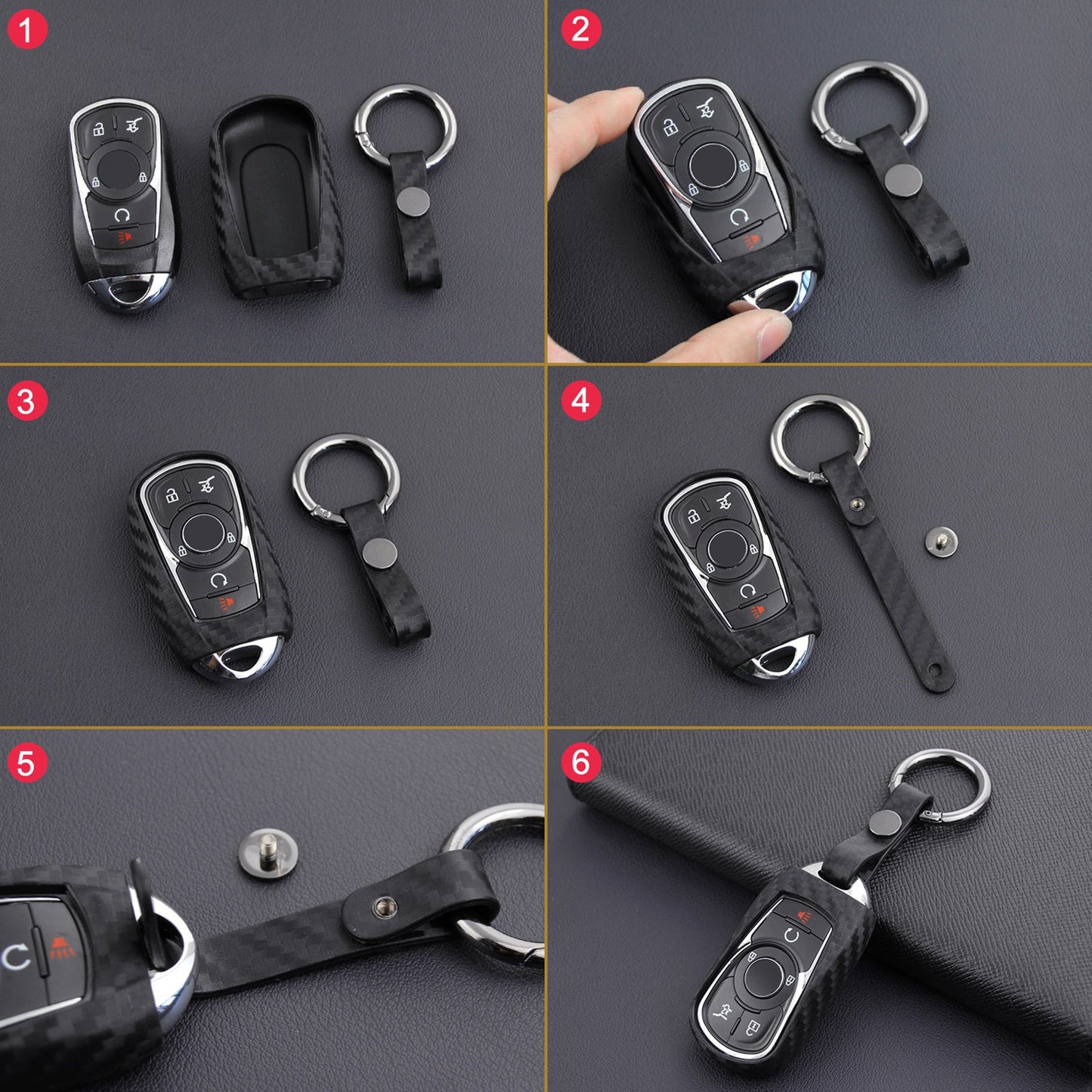 Custodia in pelle e silicone per chiave auto con fibbia per Buick