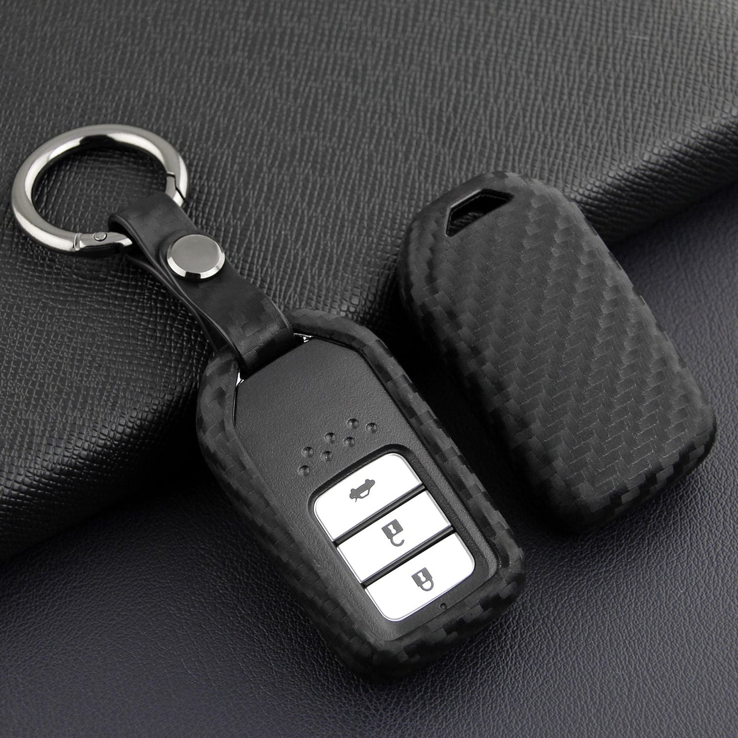 Custodia in pelle e silicone per chiave auto con fibbia per Honda
