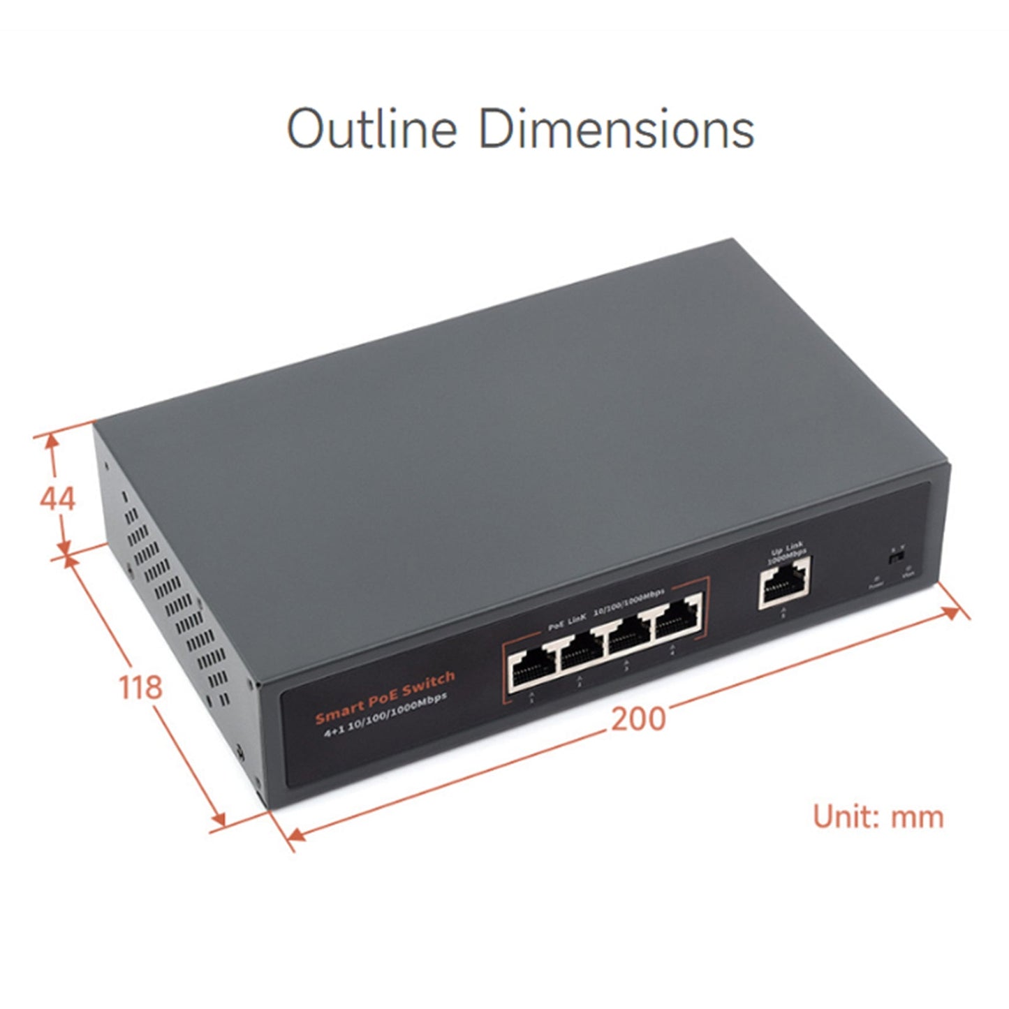 Switch Poe Gigabit Ethernet da 120 W, 10/100/1000 M, Plug Play adattivo, 4 reti