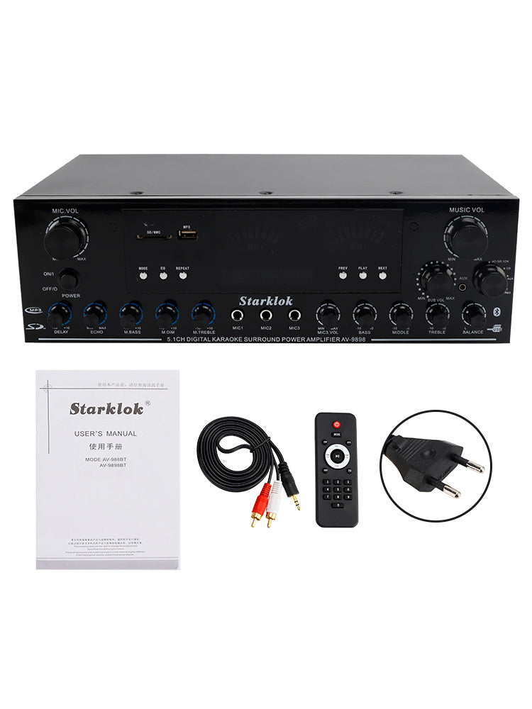 Bluetooth HiFi 2000W Stereo Power Amplificatore 5.1-Channel Subwoofer Amplifier