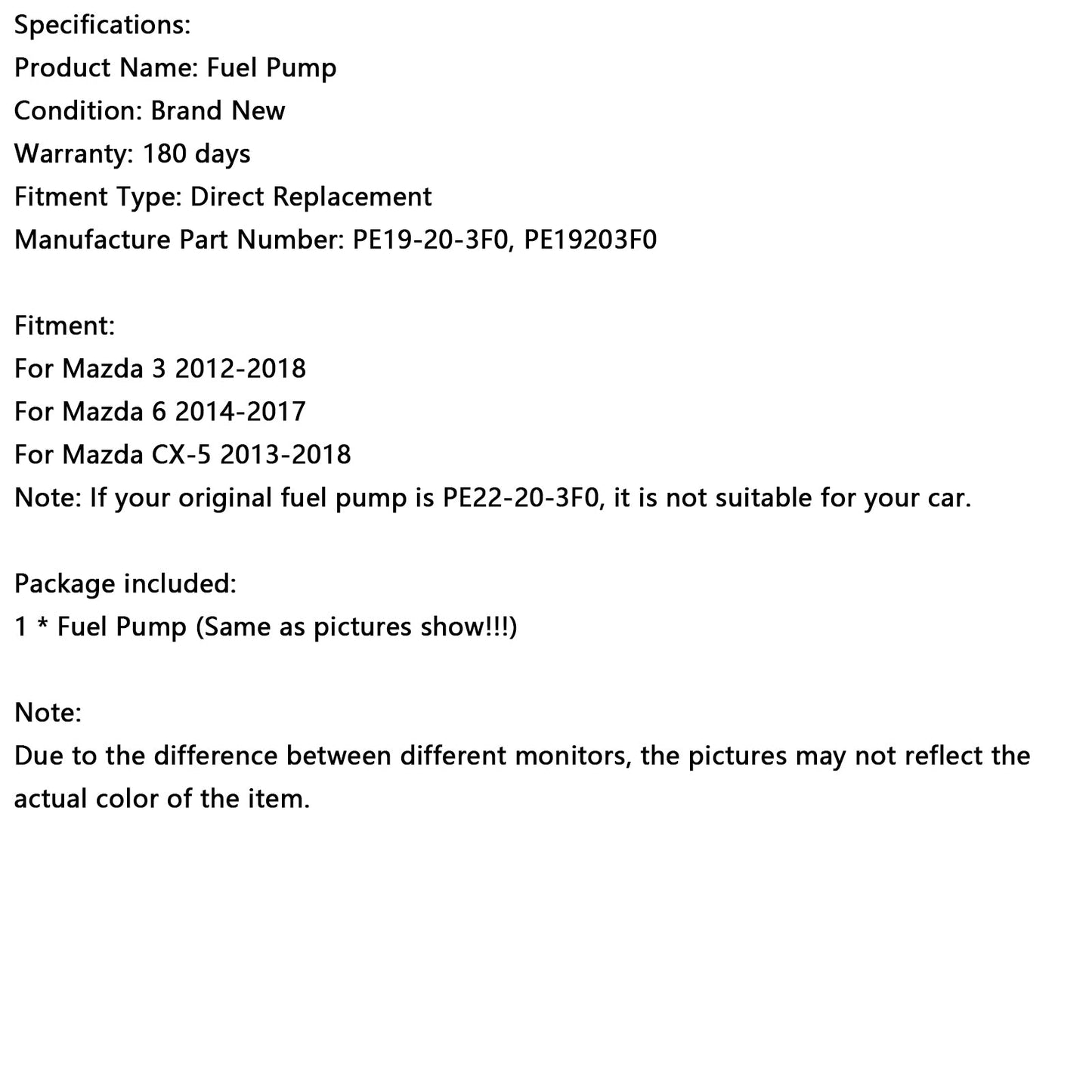 Pompa carburante ad alta pressione Mazda CX-5 2013-2018 PE19-20-3F0 PE19203F0