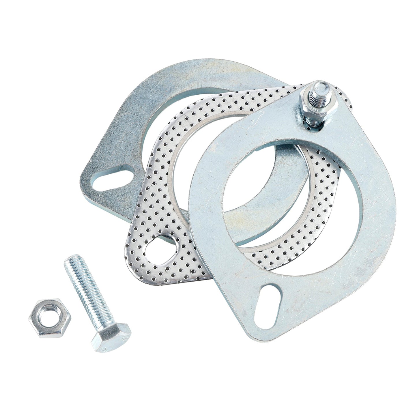 2 flange in acciaio da 2,5"" pollici 64 mm per flangia di giunzione per riparazione di tubi di scarico e bulloni