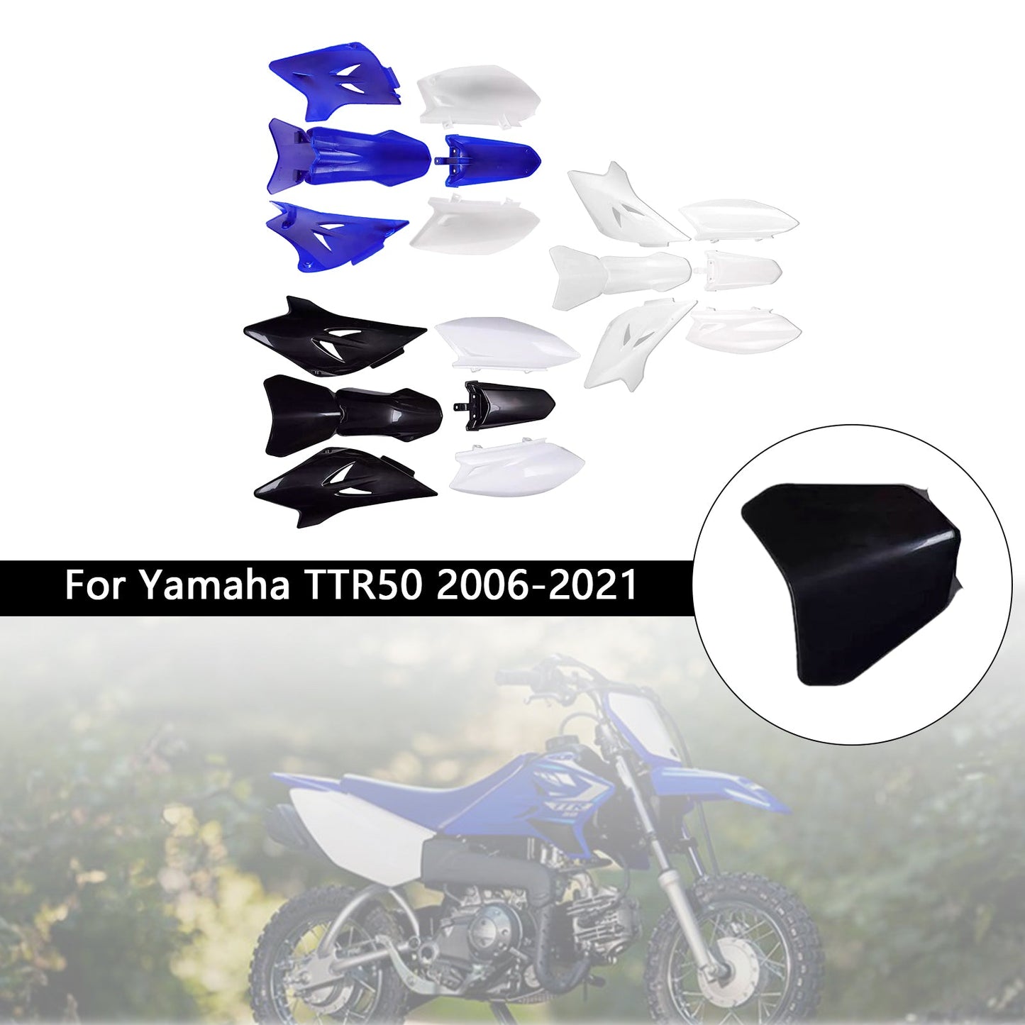 Kit plastiche per carrozzeria Yamaha TTR50 2006-2021, carenatura parafango anteriore e posteriore