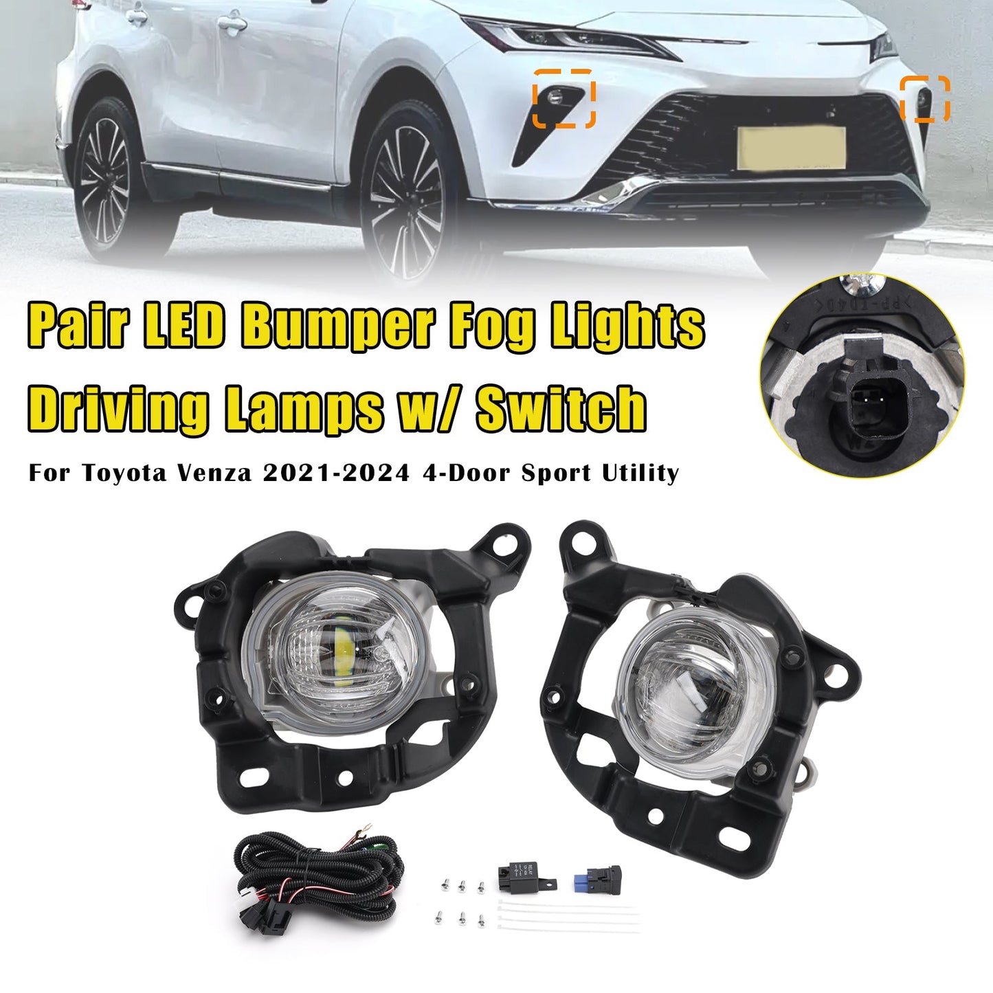 Coppia di fendinebbia a LED per paraurti con interruttore per Toyota Venza 2021-2024 TO1038271