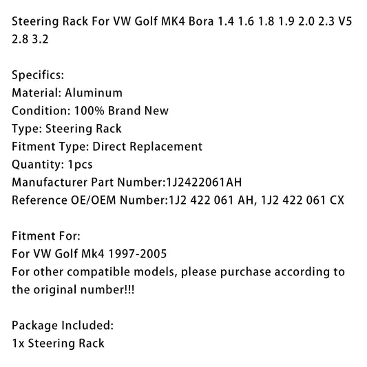 1997-2005 VW Golf MK4 Guida a destra 1J2422061AH Cremagliera dello sterzo