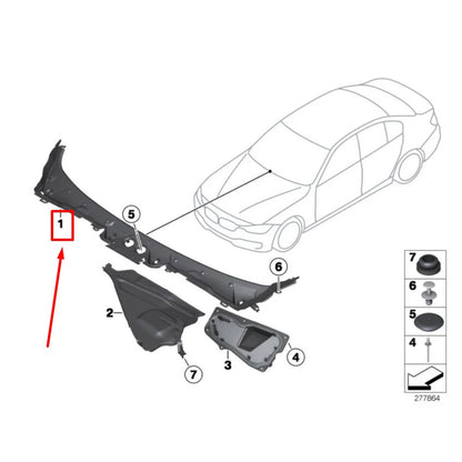 Rivestimento del cofano del tergicristallo anteriore BMW Serie 3 GT F34 2014-2019 51717285941
