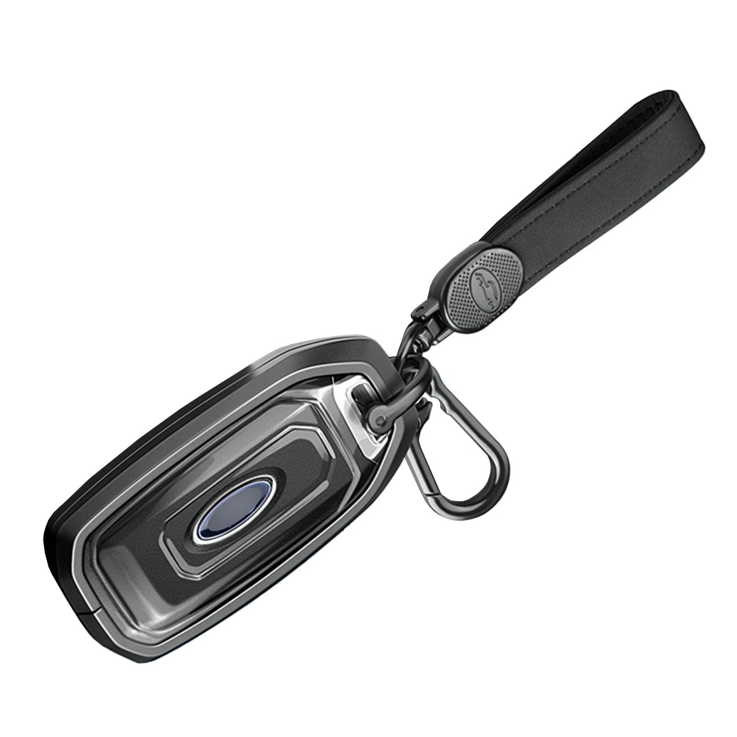 Custodia per chiave auto in TPU nero con fibbia, in lega di alluminio, per Ford.