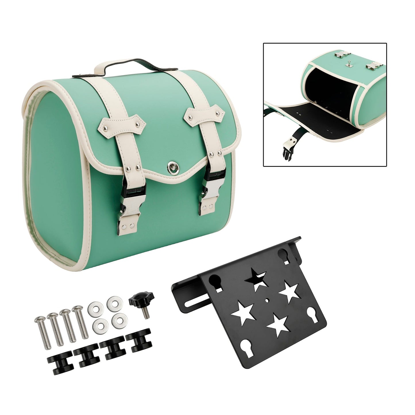 Borsa laterale porta attrezzi, kit di valigie a sgancio rapido, colore verde, per cruiser, adventure cafe.