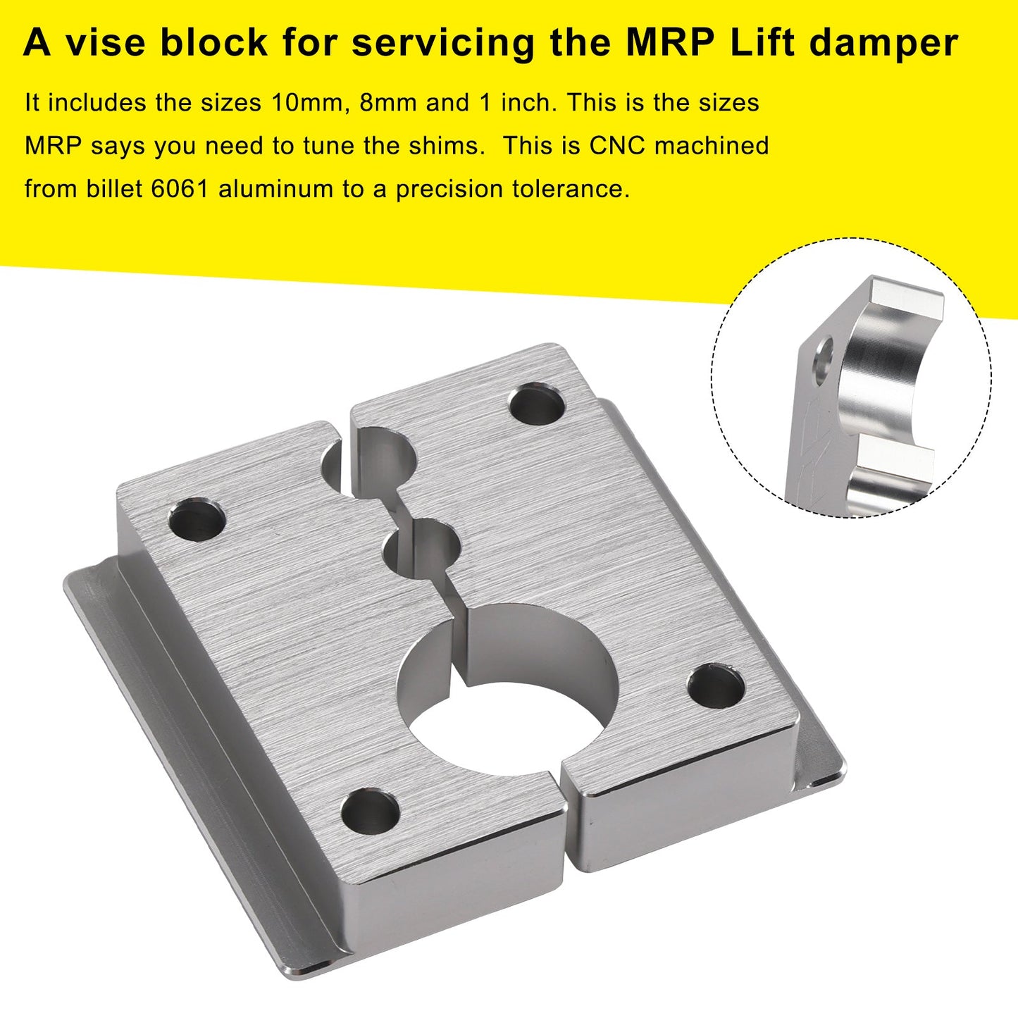 Strumento per la regolazione dell'ammortizzatore MRP Lift. Dotato di morsa/blocco da 8 mm/10 mm/1 pollice.
