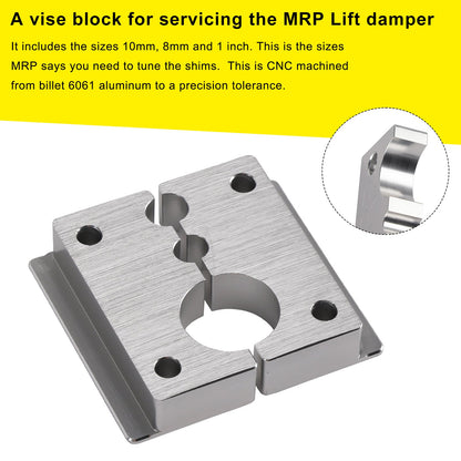Strumento per la regolazione dell'ammortizzatore MRP Lift. Dotato di morsa/blocco da 8 mm/10 mm/1 pollice.