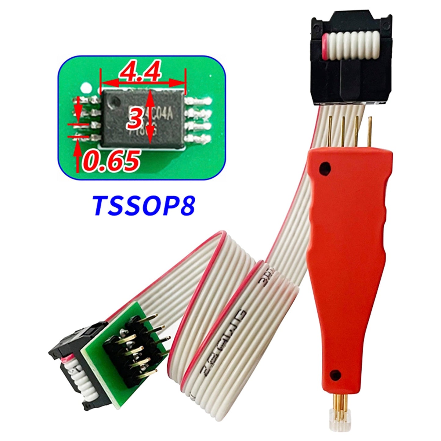 Sonda di prova per bruciatura chip TSSOP8/MSOP8, perno a molla microchip, cavo di collegamento per auto
