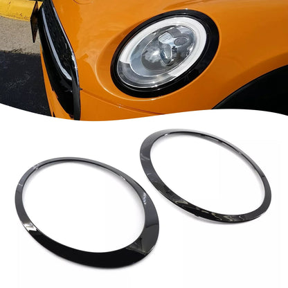 2 pezzi di anelli di finitura per fari anteriori neri lucidi per Mini Cooper F55 F56 F57 2014-2021