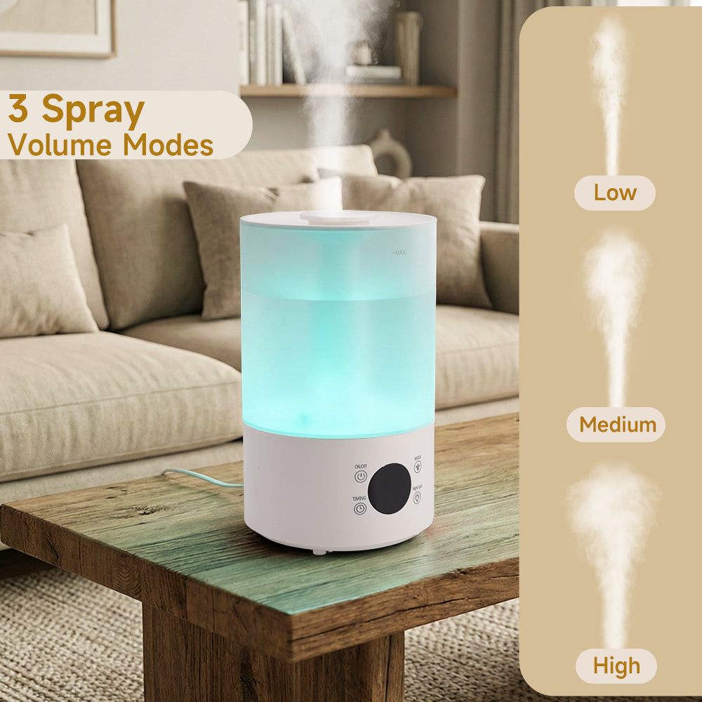 Umidificatore 4L per camera, baby e piante, silenzioso, con ugello a 360°, spegnimento automatico e luce colorata