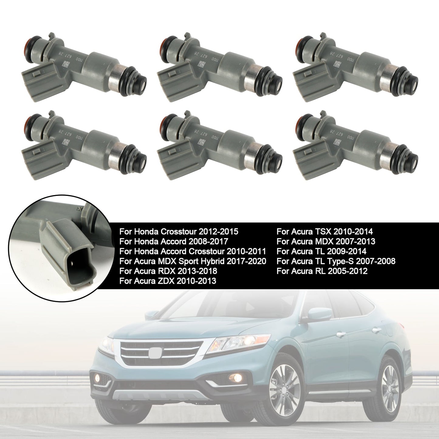 2012-2015 Honda Crosstour 6PCS Iniettore di carburante 16450-R70-A01