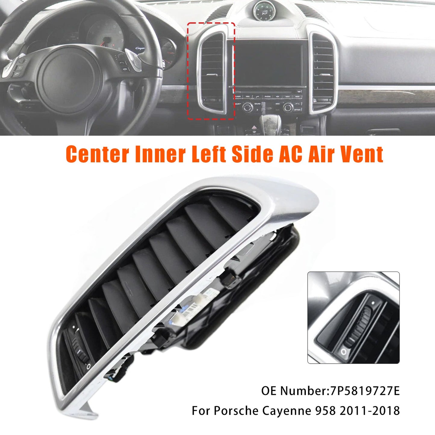 Presa d'aria centrale interna sinistra Porsche Cayenne 958 2011-2018 7P5819727E