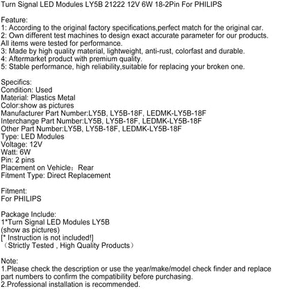 Moduli LED indicatori di direzione LY5B 21222 12V 6W 18-2Pin per PHILIPS
