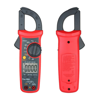 Multimetro portatile UT202+ con selezione automatica della portata, misuratore True RMS a pinza e display LCD.