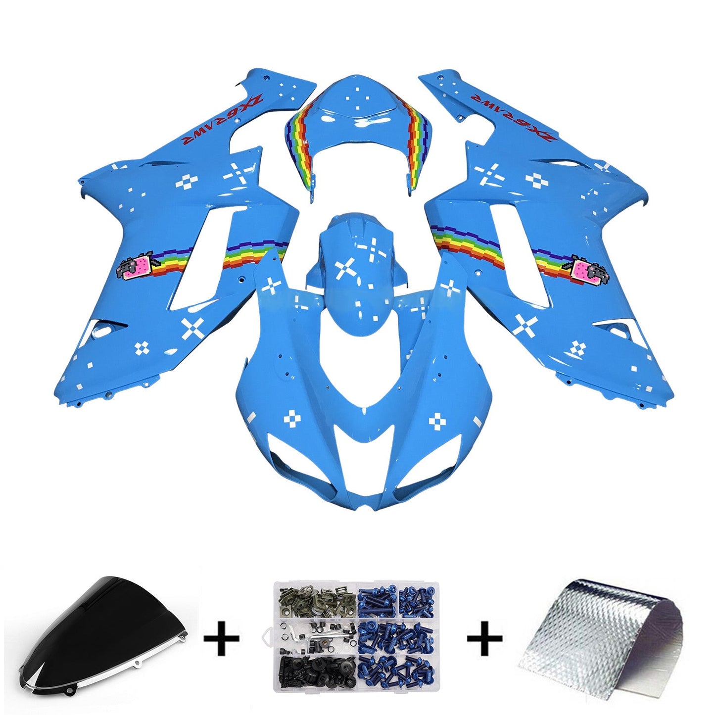 Kit carenatura iniezione in plastica ABS adatto per Kawasaki ZX6R 636 2007-2008