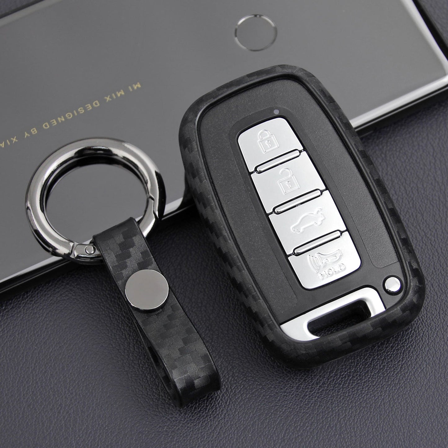 Custodia in pelle e silicone per chiave auto con fibbia per Hyundai e Smart (vecchie e vecchie)