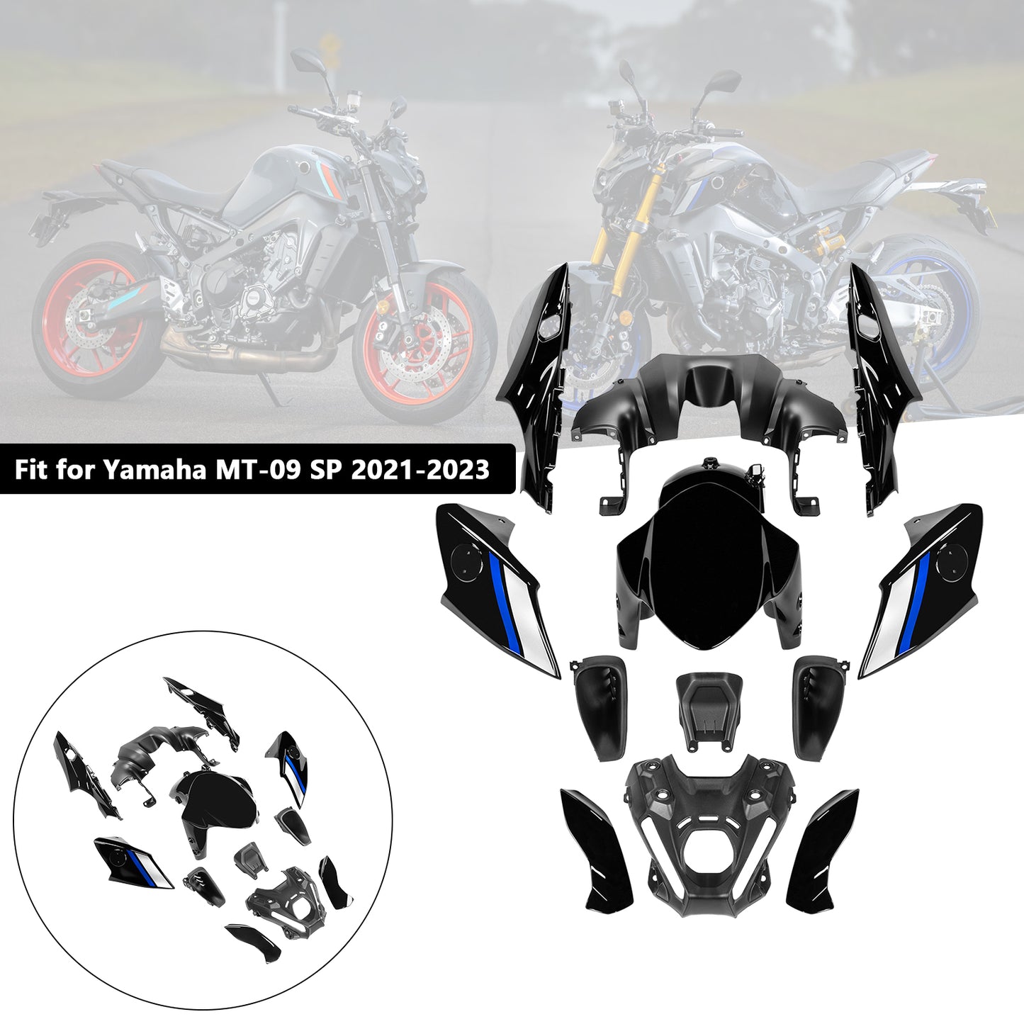 Kit carena carrozzeria iniezione ABS per Yamaha MT-09 / MT-09 SP 2021-2023